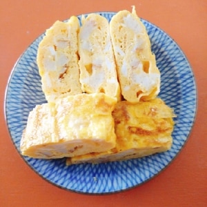 竹輪の納豆のタレ炒め入り☆美味しい卵焼き